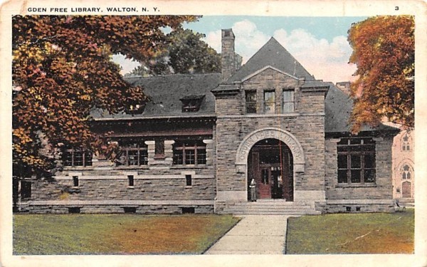 Gden Free Library Walton, New York Postcard