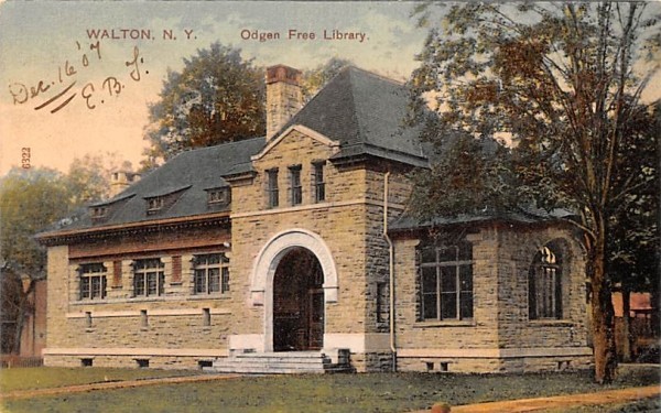 Odgen Free Library Walton, New York Postcard