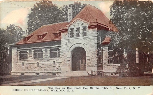 Ogden Free Library Walton, New York Postcard