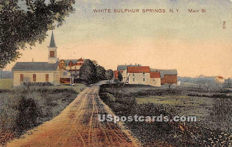 Main Street - White Sulphur Springs, New York NY Postcard