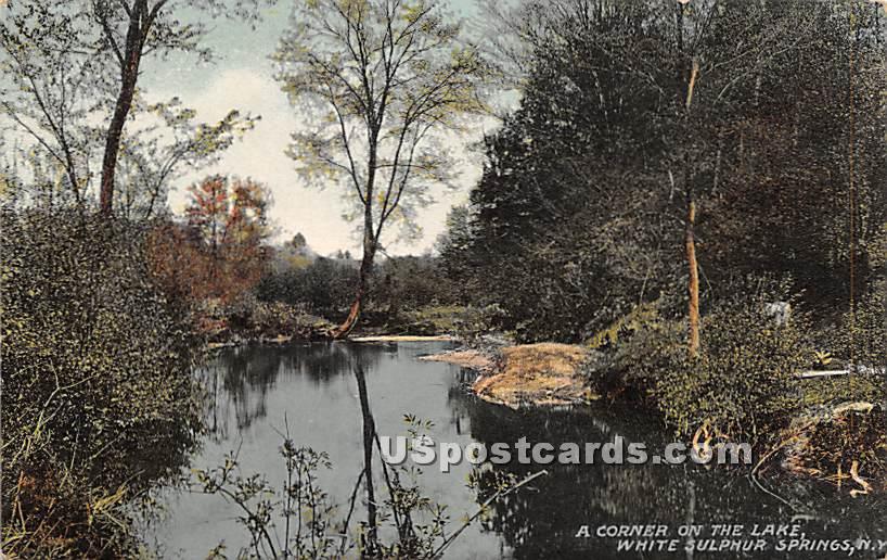Corner on the Lake - White Sulphur Springs, New York NY Postcard