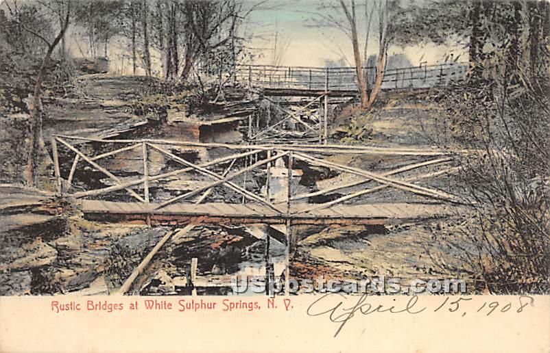 Rustic Bridges - White Sulphur Springs, New York NY Postcard