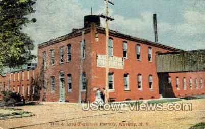 Hall & Lyon Furniture Factory - Waverly, New York NY Postcard