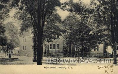 High School, Waverly - New York NY Postcard