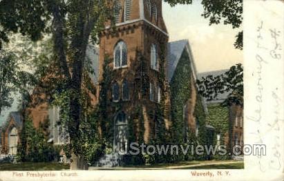 First Presbyterian Church - Waverly, New York NY Postcard