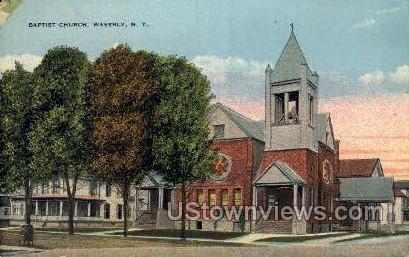 Baptist Church - Waverly, New York NY Postcard