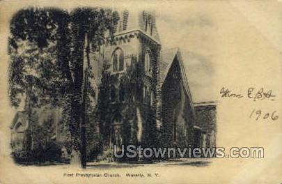 First Presbyterian Church - Waverly, New York NY Postcard