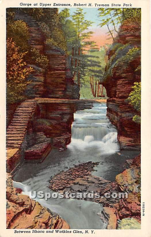 Gorge, Robert H Treman State Park - Watkins Glen, New York NY Postcard