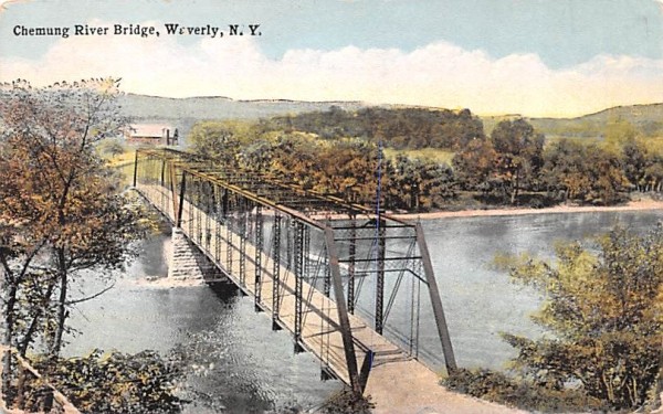 Chemung River Bridge Waverly, New York Postcard