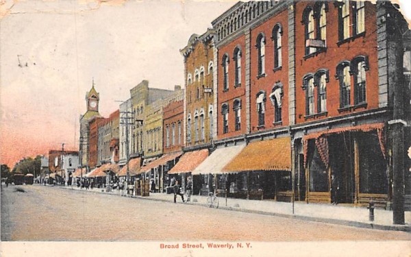 Broad Street Waverly, New York Postcard