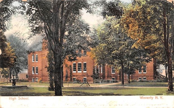 High School Waverly, New York Postcard