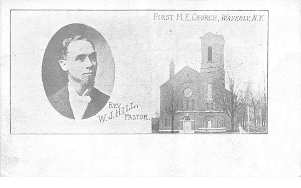 First ME Church Waverly, New York Postcard