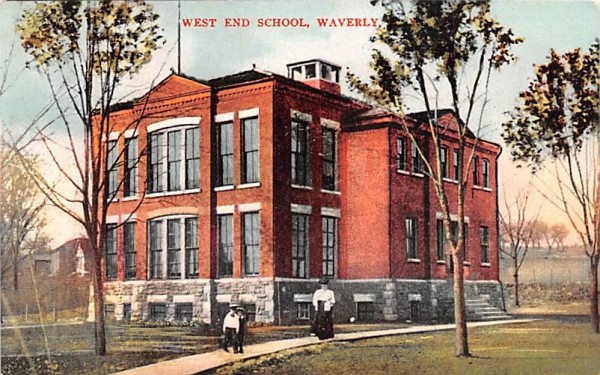 West End School Waverly, New York Postcard