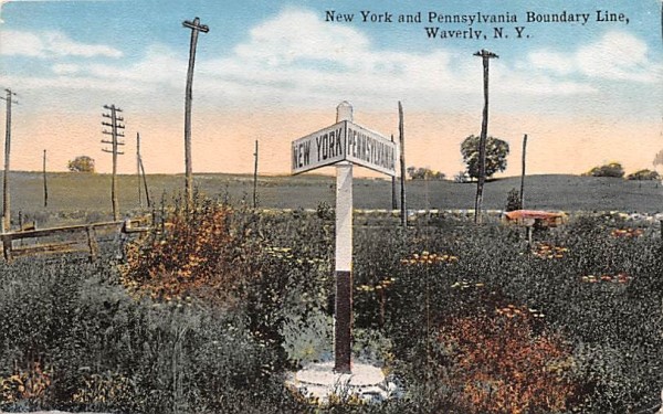 Boundary Line of Pennsylvania and New York Postcard