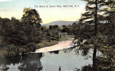 Bend at Island Park Walton, New York Postcard