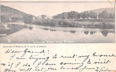 Delaware River from Bridge Walton, New York Postcard