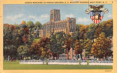 Cadets Marching to Parade Grounds West Point, New York Postcard