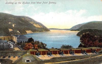 Looking up the Hudson West Point, New York Postcard