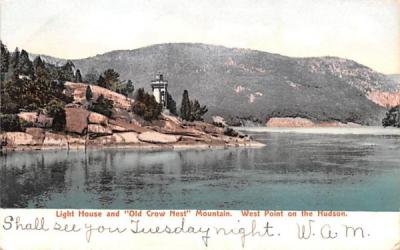Light House & Old Crow Nest Mountain West Point, New York Postcard