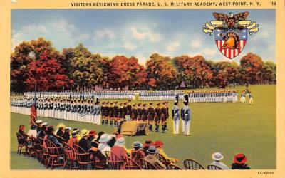 Visitors Reviewing Dress Parade West Point, New York Postcard