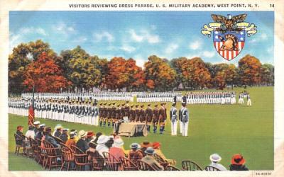 Visitors Reviewing Dress Parade West Point, New York Postcard