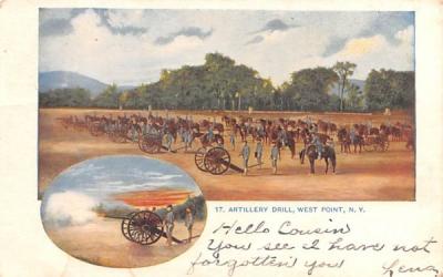 Artillery Drill West Point, New York Postcard