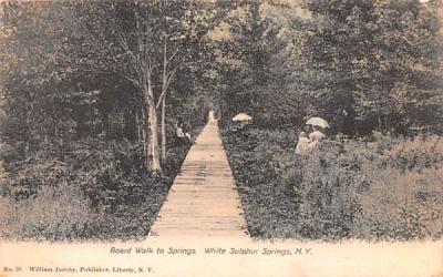 Board Walk to Springs White Sulphur Springs, New York Postcard