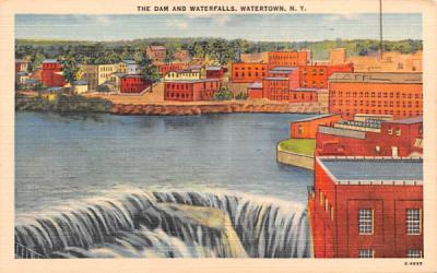 Dam & Waterfalls Watertown, New York Postcard