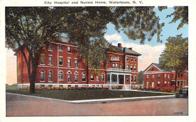 City Hospital & Nurses Home Watertown, New York Postcard