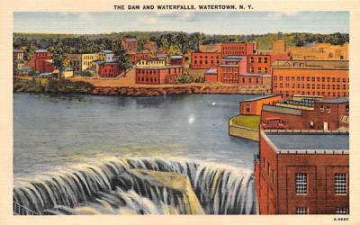 Dam & Waterfalls Watertown, New York Postcard