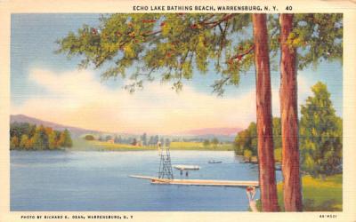 Echo Lake Bathing Beach Warrensburg, New York Postcard