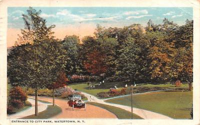Entrance to City Park Watertown, New York Postcard