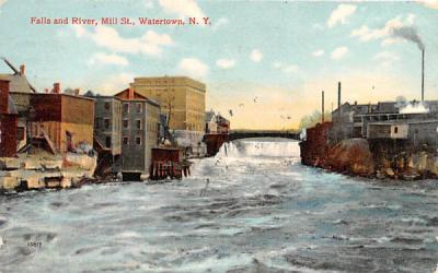 Falls & River Watertown, New York Postcard