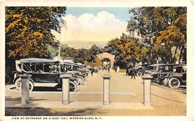 Entrance on Busy Day Watkins Glen, New York Postcard