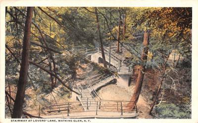 Stairway at Lovers' Lane Watkins Glen, New York Postcard