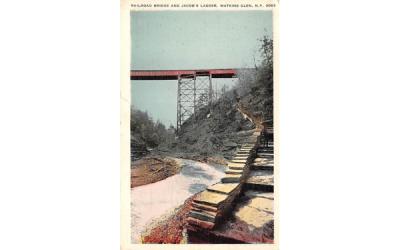 Railroad Bridge Watkins Glen, New York Postcard