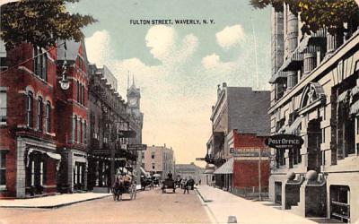 Fulton Street Waverly, New York Postcard
