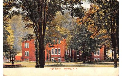 High School Waverly, New York Postcard