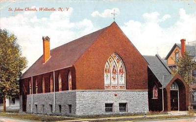 St Johns Church Wellsville, New York Postcard