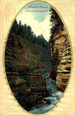 Ausable Chasm - Lake Champlain, New York NY Postcard