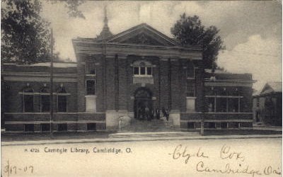 Carnegie Library - Cambridge, Ohio OH Postcard