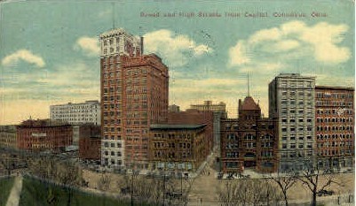 Broad and High Streets from Capitol - Columbus, Ohio OH Postcard