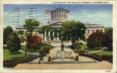 State Capitol and McKinley Memorial - Columbus, Ohio OH Postcard