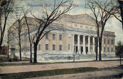 Memorial Hall - Columbus, Ohio OH Postcard