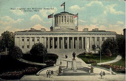 State Capitol and McKinley Memorial - Columbus, Ohio OH Postcard