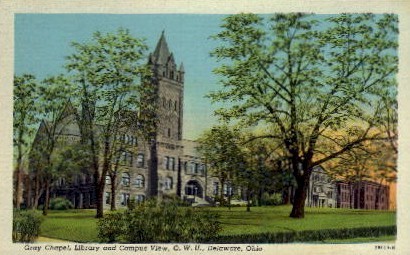 Gray Chapel, Library - Delaware, Ohio OH Postcard