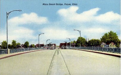 Main Street Bridge - Piqua, Ohio OH Postcard | OldPostcards.com