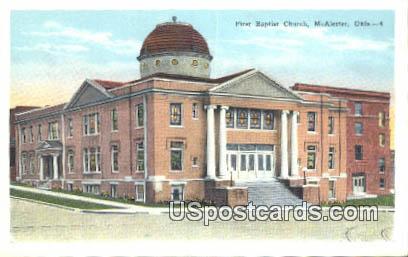 First Baptist Church - McAlester, Oklahoma OK Postcard