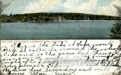 Lake & Casino, Lakemont Park - Altoona, Pennsylvania PA Postcard