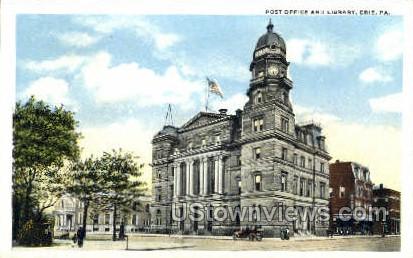 Post Office & Library, Erie - Pennsylvania PA Postcard